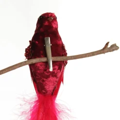 Red and Sequin Feather Bird Clip Butterflies And Birds|