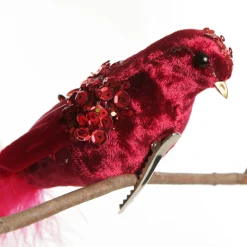Red and Sequin Feather Bird Clip Butterflies And Birds|