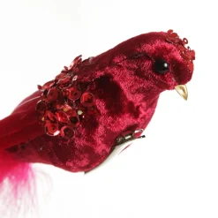 Red and Sequin Feather Bird Clip Butterflies And Birds|