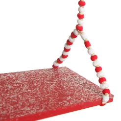 Red and White Bead Christmas Swing Ornament - Single Seat Christmas Ornaments|