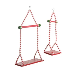 Red and White Bead Christmas Swing Ornament - Double Seat Christmas Ornaments|