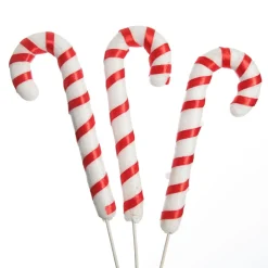 Red and White Candy Cane Pick - Pack of 3 Christmas Craft Supplies|