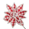 Red and White Check Flower Stem with Fur Trim Christmas Flowers|