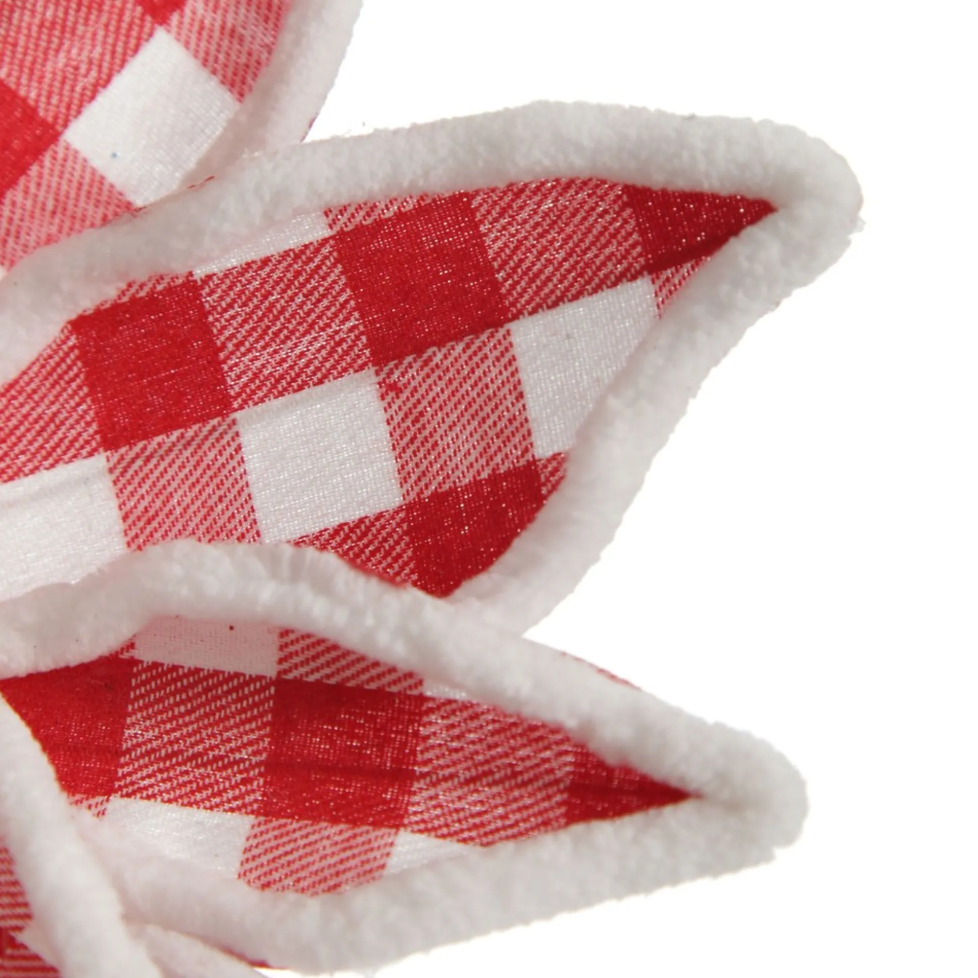 Red and White Check Flower Stem with Fur Trim Christmas Flowers|