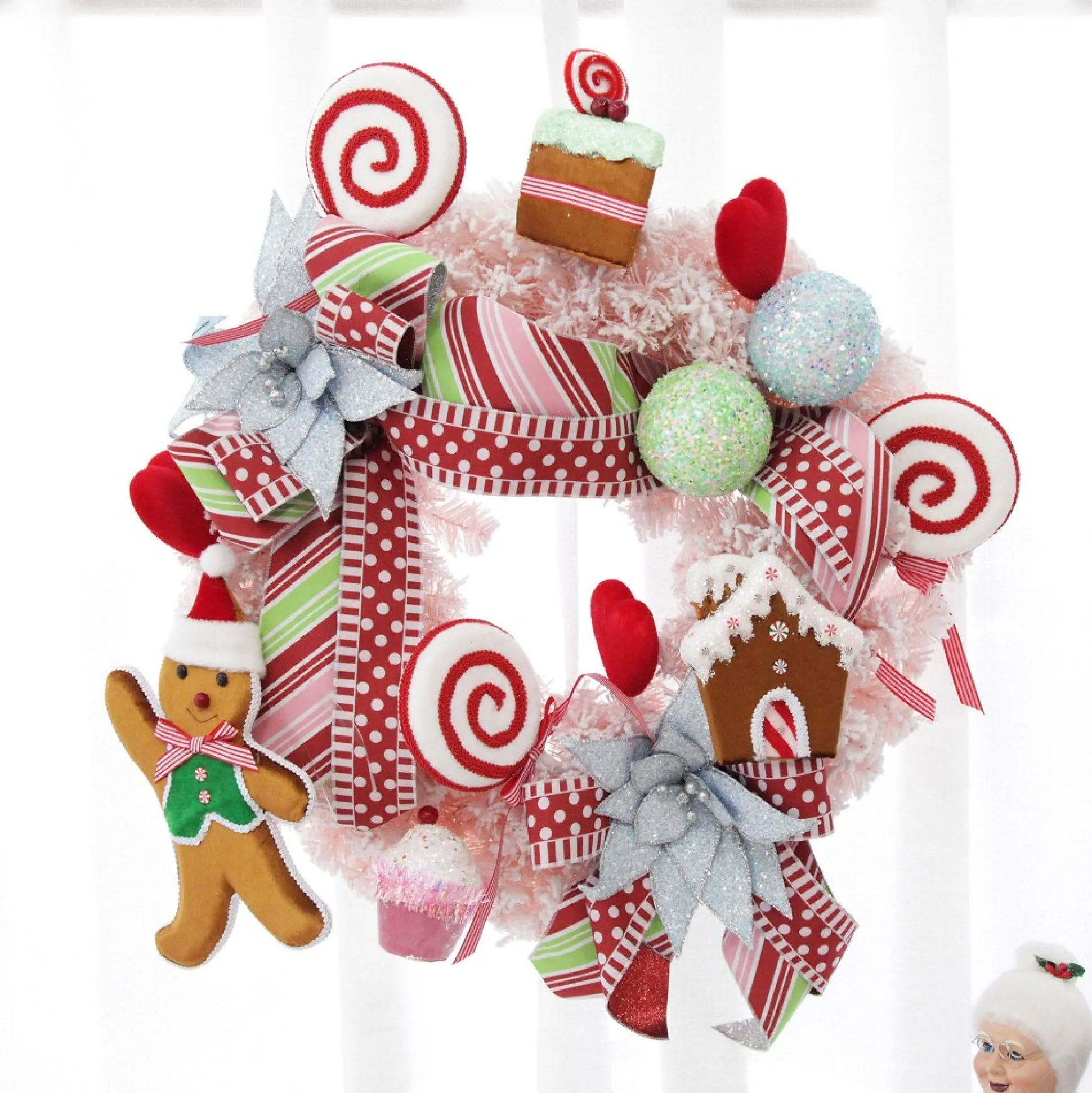 Red and White Dots and Stripe Candy Cane Christmas Ribbon - 6.5cm Ribbons|