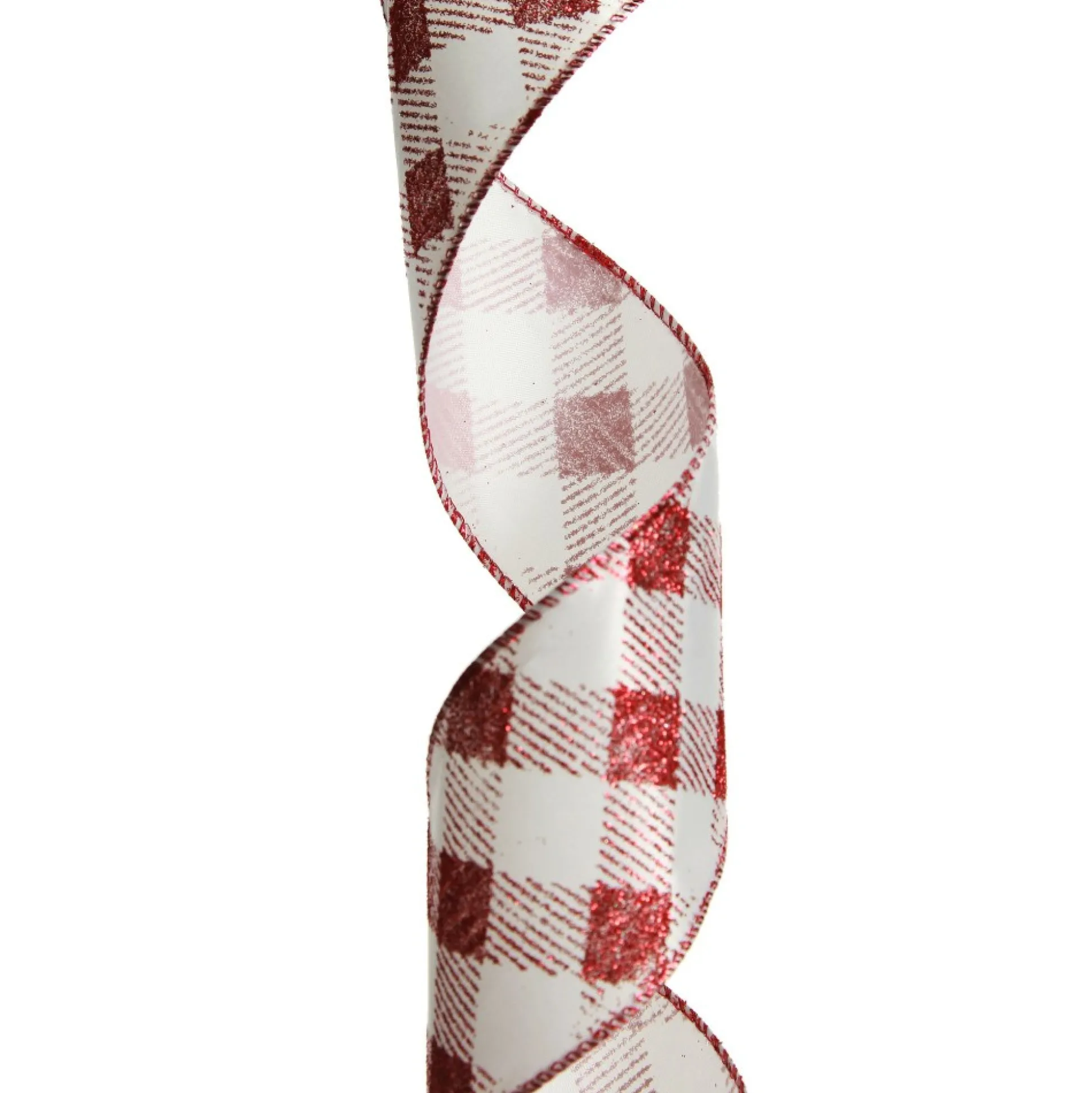 Red and White Gingham Pattern Wired Christmas Ribbon Ribbons|