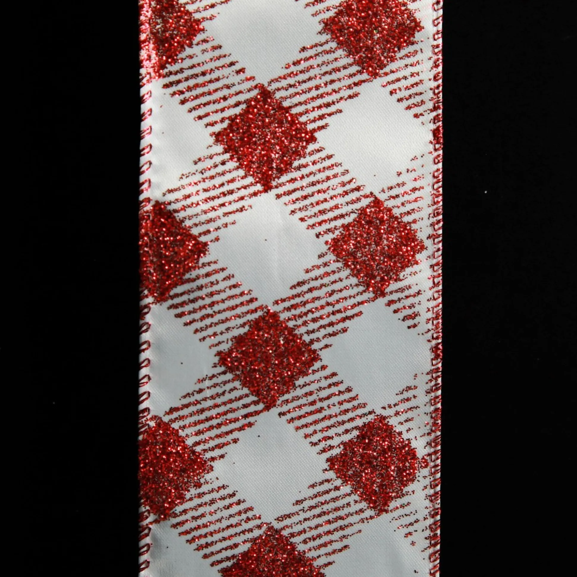 Red and White Gingham Pattern Wired Christmas Ribbon Ribbons|