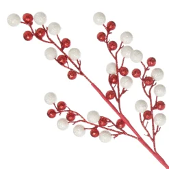 Red and White Glitter Ball Christmas Pick Christmas Tree Picks|