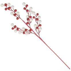 Red and White Glitter Ball Christmas Pick Christmas Tree Picks|