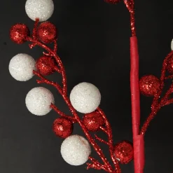 Red and White Glitter Ball Christmas Pick Christmas Tree Picks|