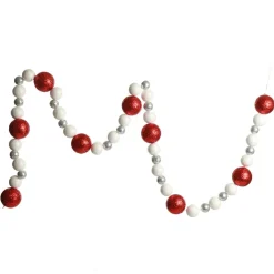 Red and White Glitter Ball Garland Tree Garlands|