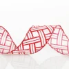 Red and White Glitter Basket Weave Pattern Wired Ribbon - 3.75cm Ribbons|Red And White Glitter Basket Weave Pattern Wired Ribbon - 3.75Cm