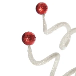 Red and White Glitter Curly Christmas Pick Christmas Tree Picks|