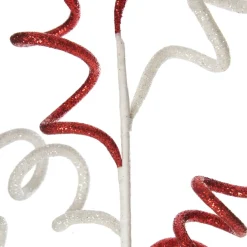 Red and White Glitter Curly Christmas Pick Christmas Tree Picks|