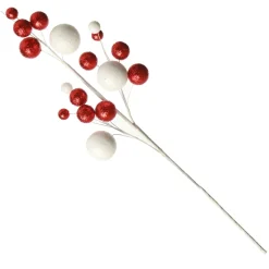 Red and White Glitter Multi-Size Ball Christmas Pick Christmas Tree Picks|