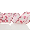 Red and White Peppermint Candy Printed Wired Christmas Ribbon Ribbons|
