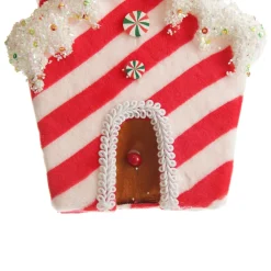 Red and White Striped Velvet Christmas House Tree Decoration Christmas Tree Decorations|