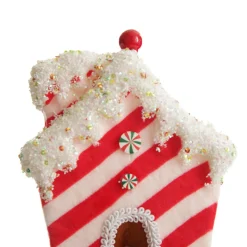 Red and White Striped Velvet Christmas House Tree Decoration Christmas Tree Decorations|