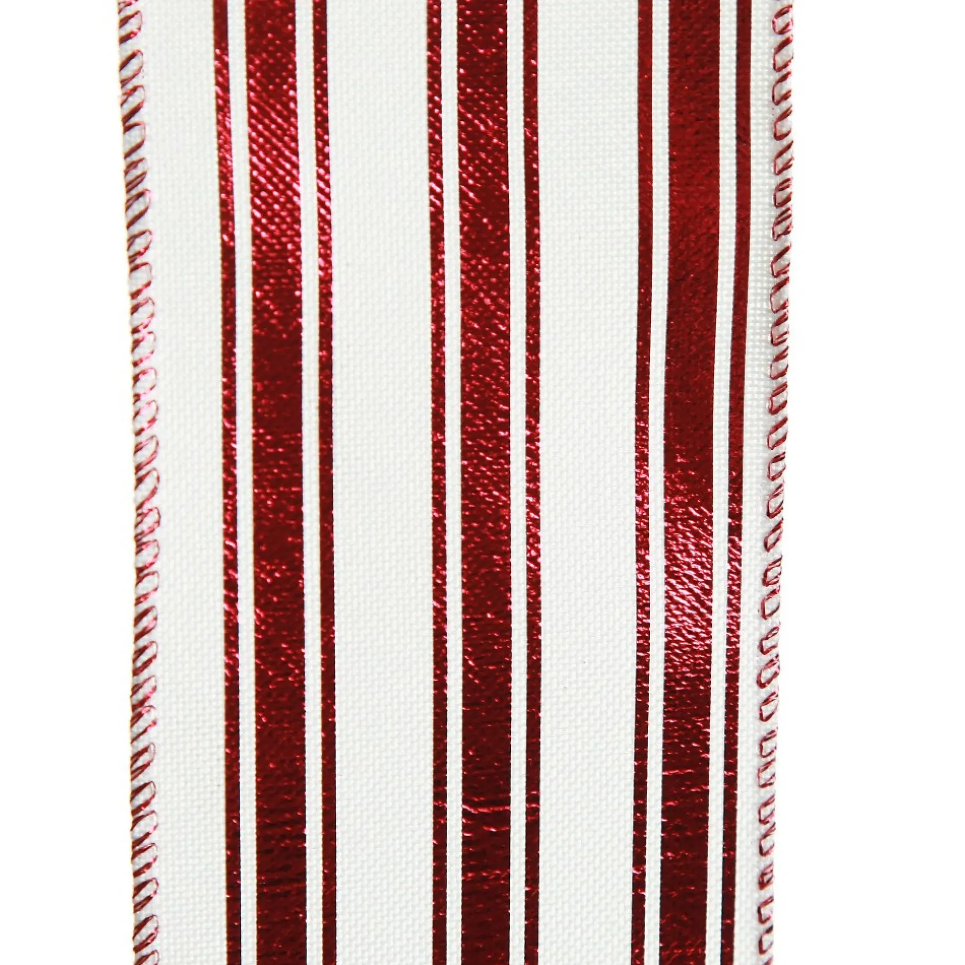 Red and White Striped Wired Christmas Ribbon Ribbons|