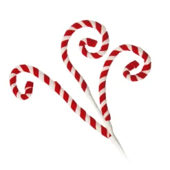 Red and White Velvet Candy Cane Pick Christmas Tree Picks|