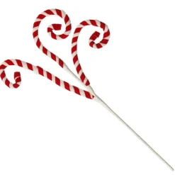 Red and White Velvet Candy Cane Pick Christmas Tree Picks|