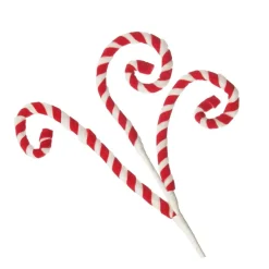 Red and White Velvet Candy Cane Pick Christmas Tree Picks|