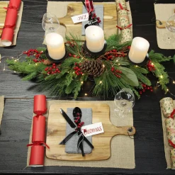 Red Berry Mixed Leaf Christmas Table Centrepiece Candle Holder Christmas Table Centrepieces|