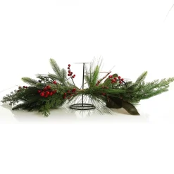 Red Berry Mixed Leaf Christmas Table Centrepiece Candle Holder Christmas Table Centrepieces|