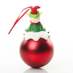 Red Boy Elf Christmas Character Bauble Personalised Baubles|