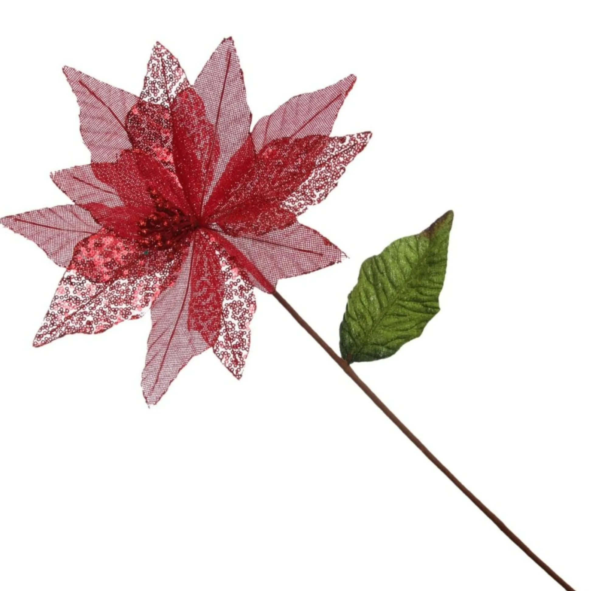 Red Burlap Sequin Flower Christmas Flowers|