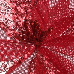 Red Burlap Sequin Flower Christmas Flowers|
