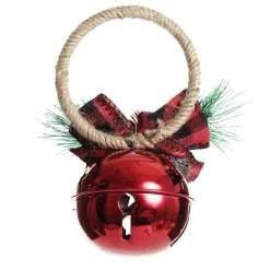 Red Christmas Bell Door Hanger with Red Buffalo Check Bow Christmas Bells And Bows|