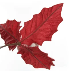 Red Christmas Holly Leaf Clip with Twine Trim Christmas Flowers|