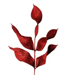 Red Curved Leaf Glitter Spray Christmas Sprays|