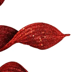 Red Curved Leaf Glitter Spray Christmas Sprays|