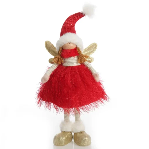 Red Dress Fabric Standing Angel Christmas Angels|