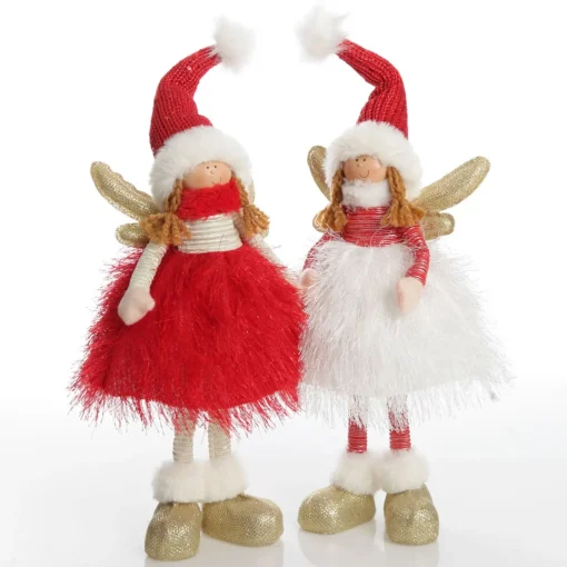 Red Dress Fabric Standing Angel Christmas Angels|