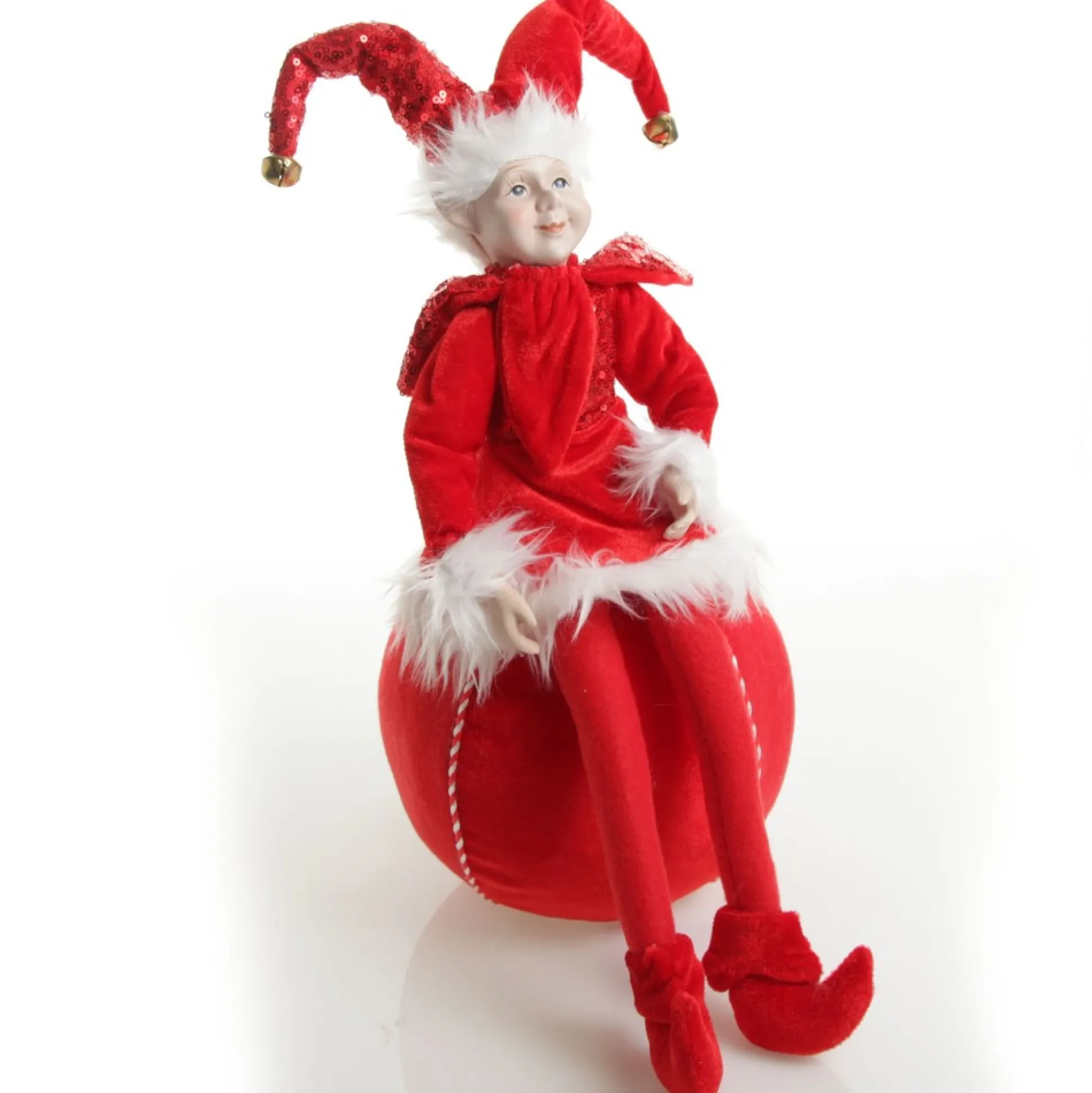 Red Elf on Bauble Christmas Ornament Christmas Elves And Fairies|