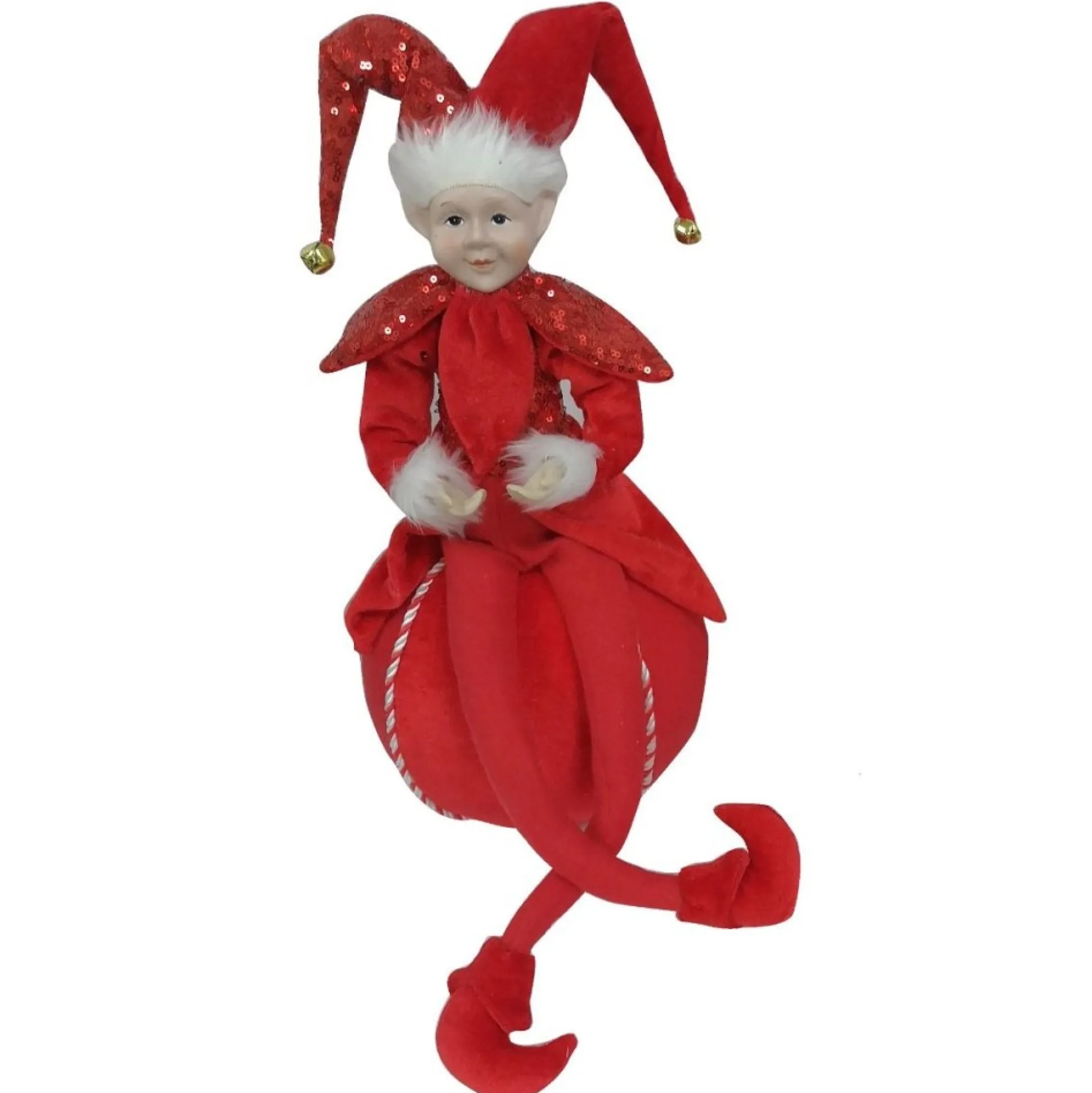 Red Elf on Bauble Christmas Ornament Christmas Elves And Fairies|