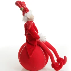 Red Elf on Bauble Christmas Ornament Christmas Elves And Fairies|