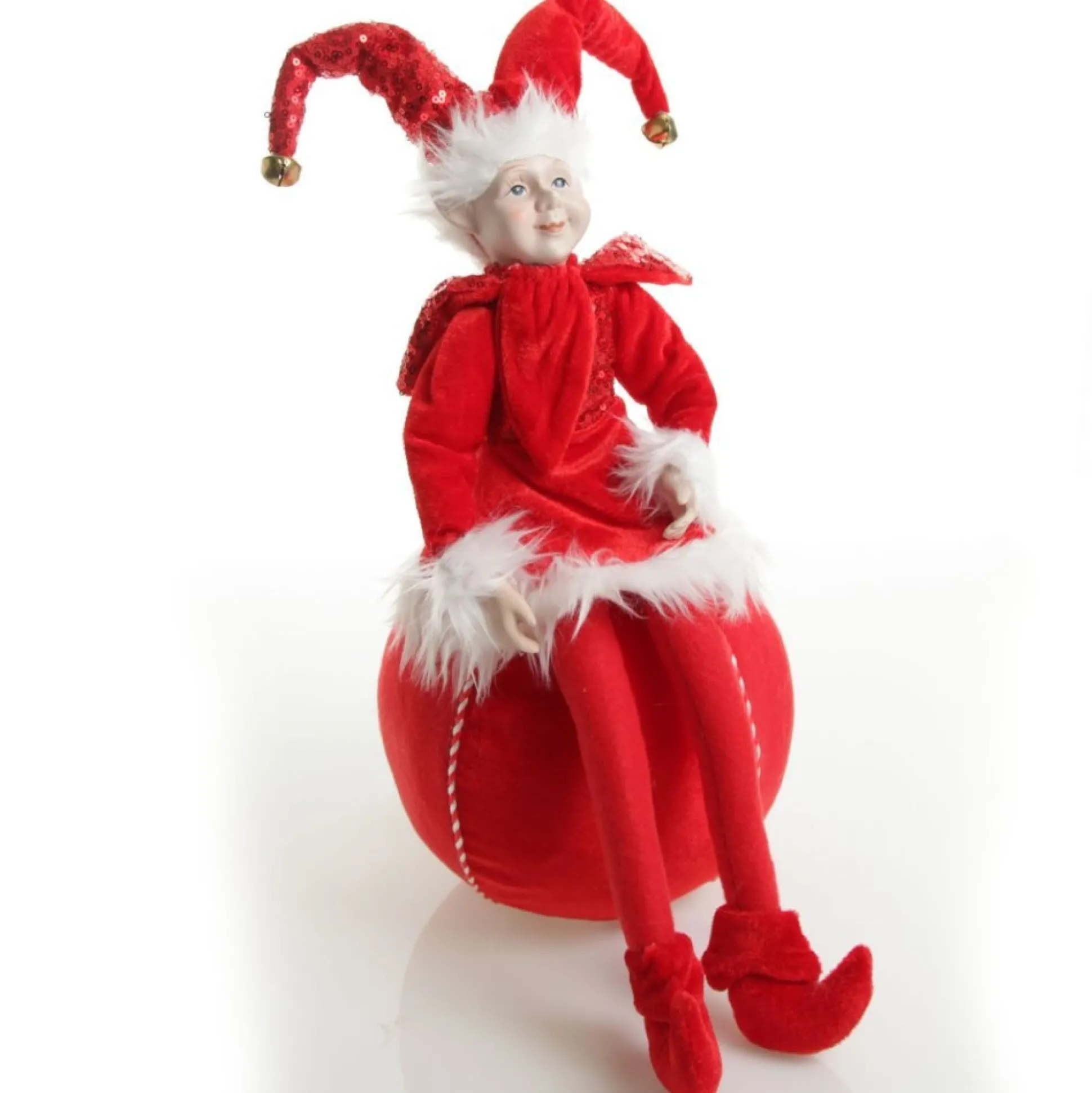 Red Elf on Bauble Christmas Ornament Christmas Elves And Fairies|
