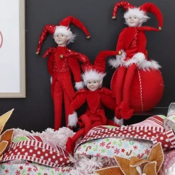 Red Elf on Bauble Christmas Ornament Christmas Elves And Fairies|