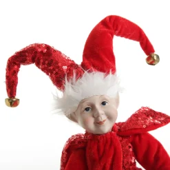 Red Elf on Bauble Christmas Ornament Christmas Elves And Fairies|