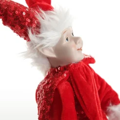 Red Elf on Bauble Christmas Ornament Christmas Elves And Fairies|