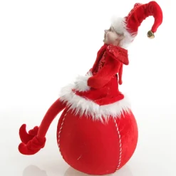 Red Elf on Bauble Christmas Ornament Christmas Elves And Fairies|