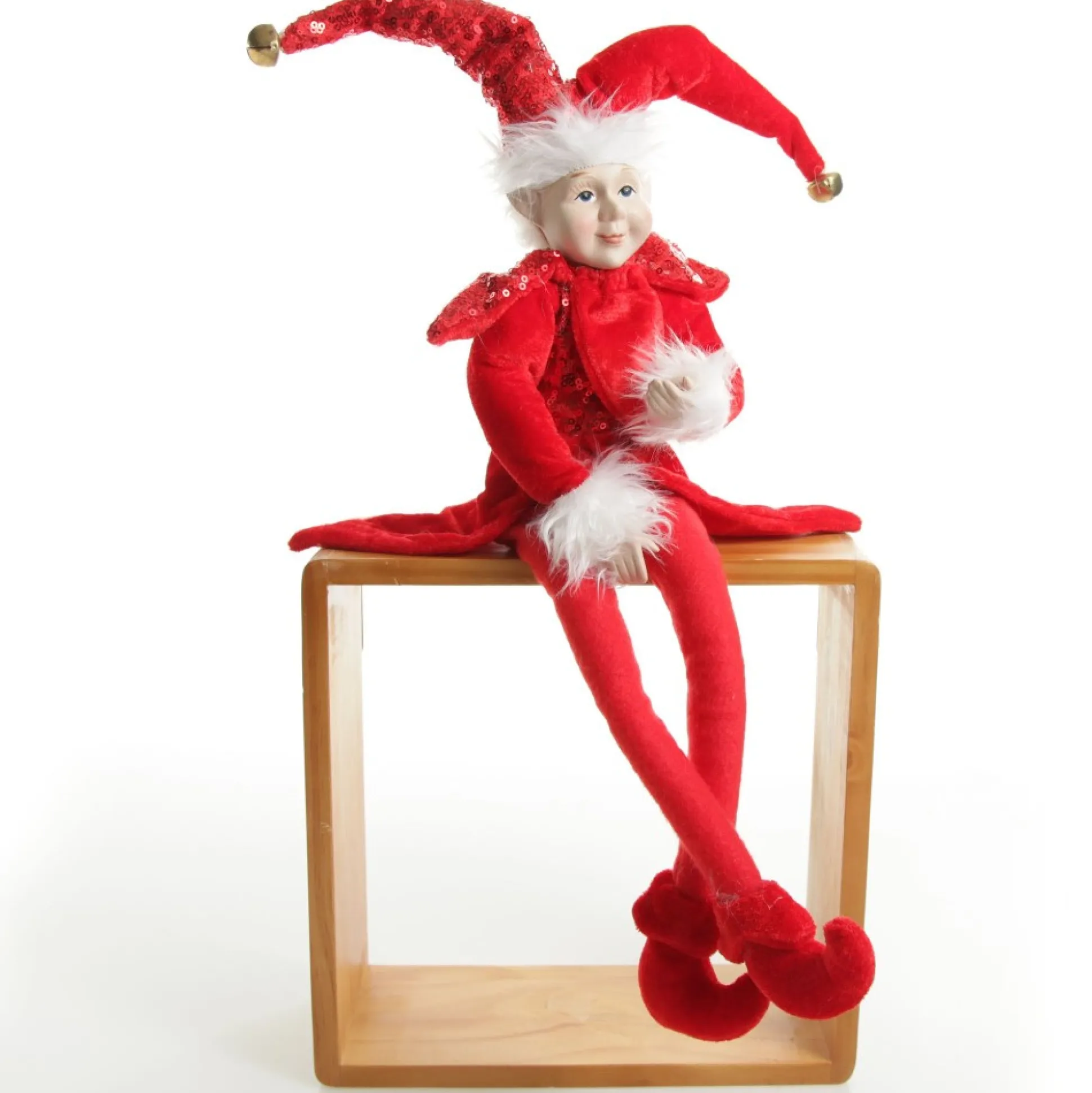 Red Elf Sitting Christmas Ornament Christmas Elves And Fairies|