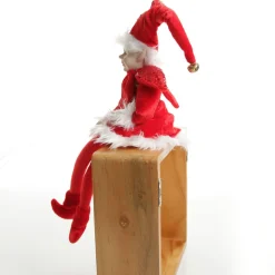 Red Elf Sitting Christmas Ornament Christmas Elves And Fairies|