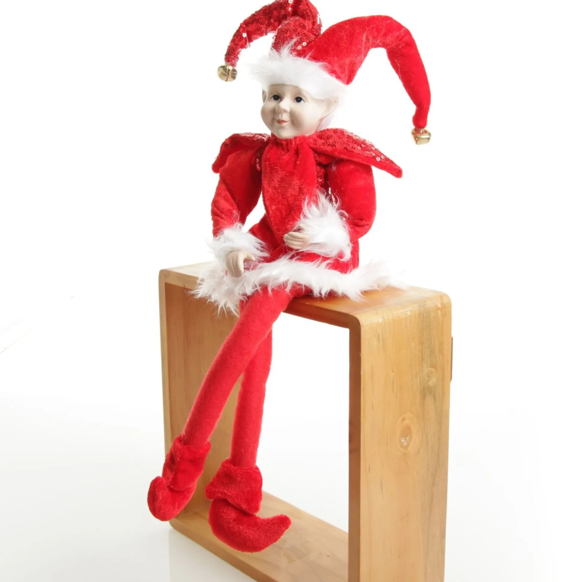 Red Elf Sitting Christmas Ornament Christmas Elves And Fairies|