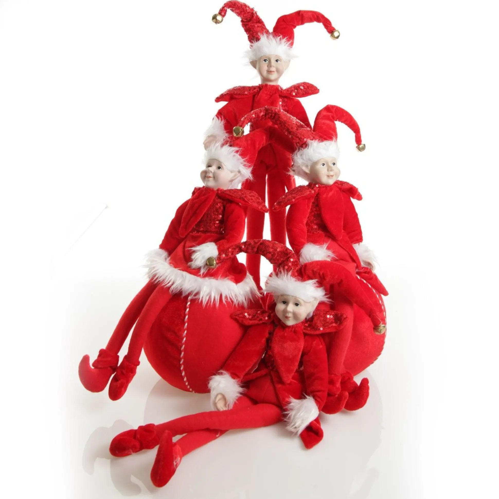 Red Elf Sitting Christmas Ornament Christmas Elves And Fairies|