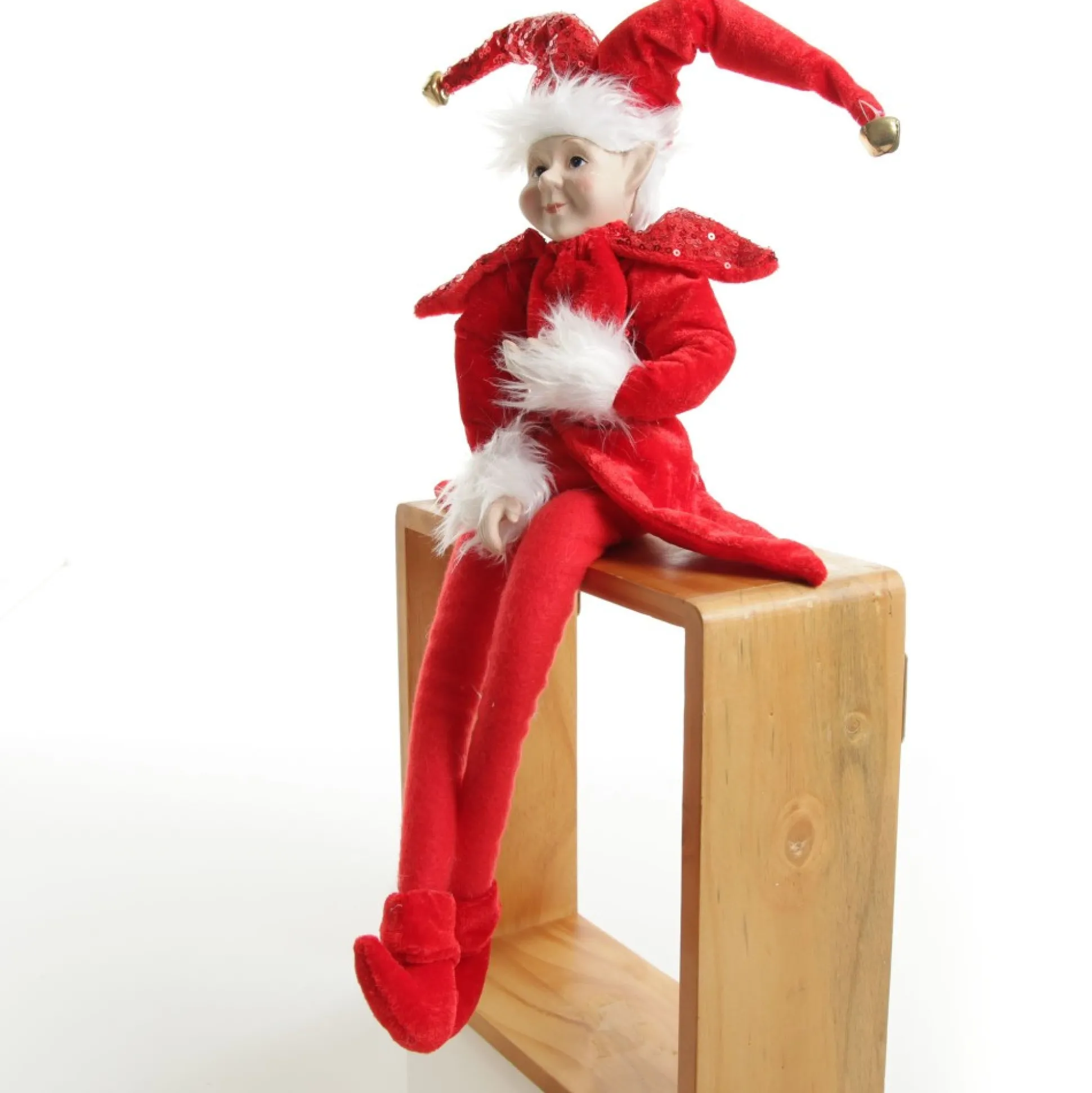 Red Elf Sitting Christmas Ornament Christmas Elves And Fairies|
